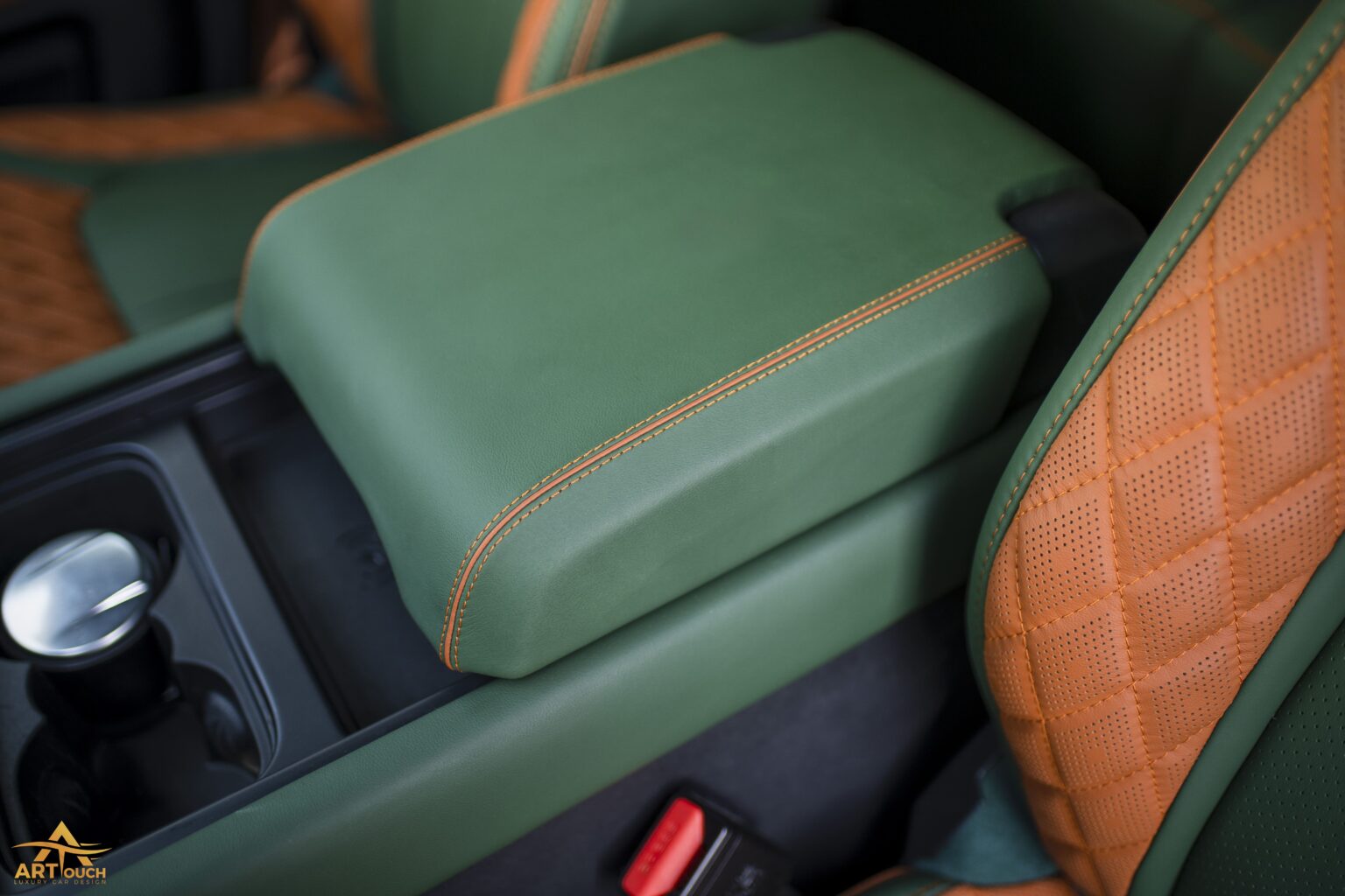 Land-Rover-Defender-interior-upholstery-Green-and-Saffron