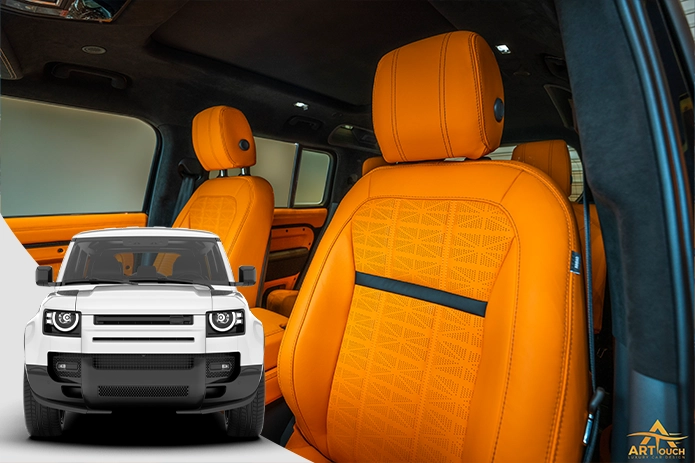 Land-Rover-Defender-interior-upholstery-Orange